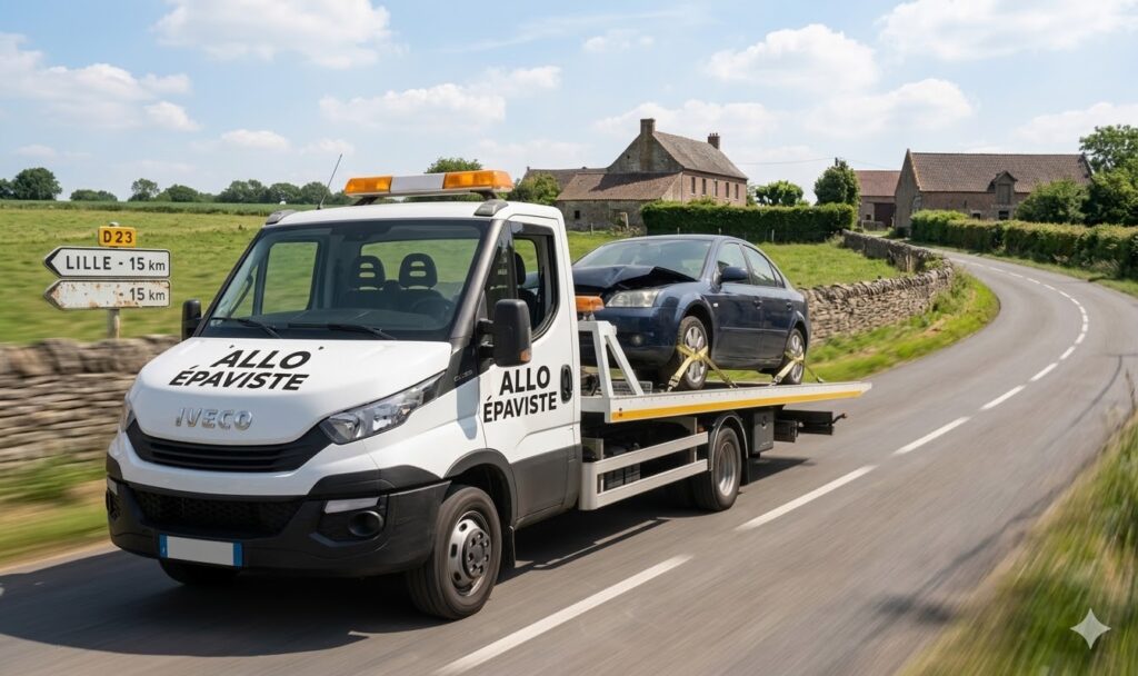 Enlèvement d'épave sur un camion Allo Epaviste