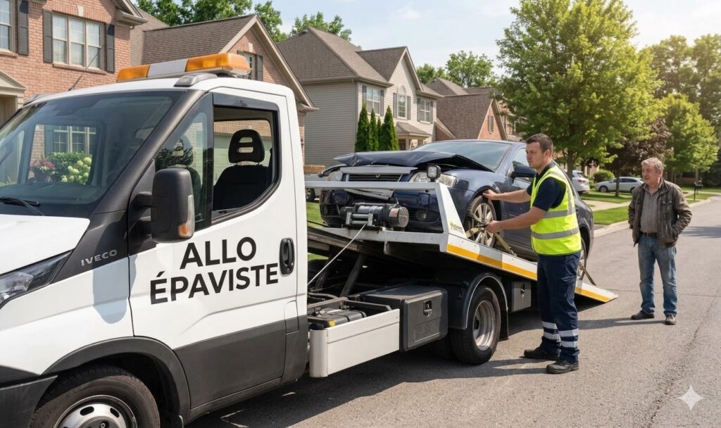 Processus enlèvement épave avec évacuation du véhicule avec Allo Epaviste